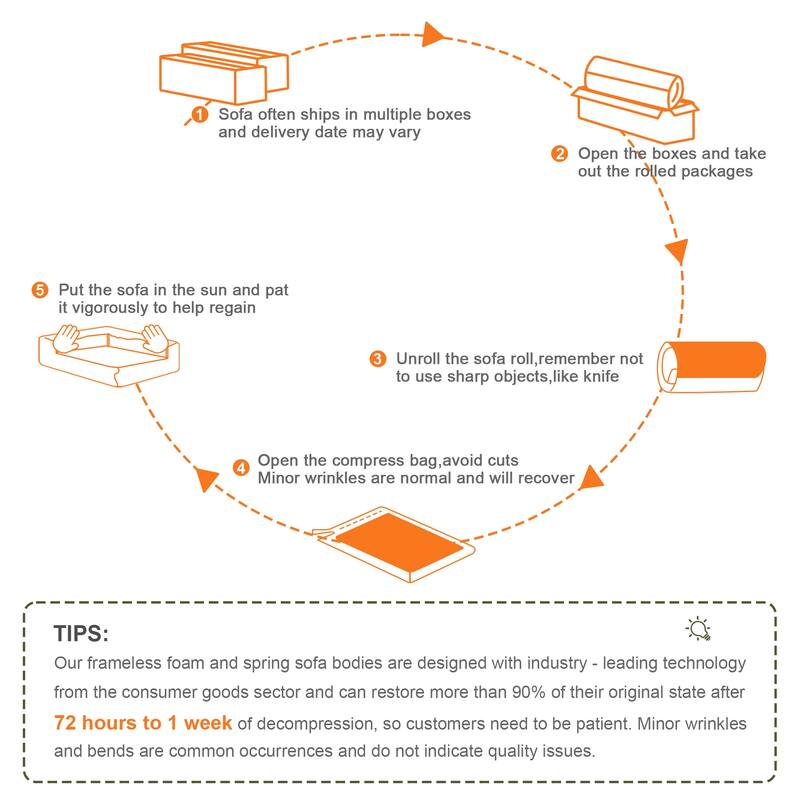 Anmytek Modern Plush L-Shaped 4-Seat Chaise Boneless Sofa - Teddy Fabric, 32D High Density Sponge, No Assembly