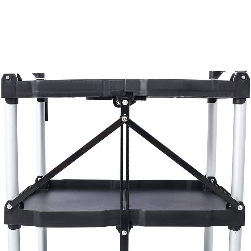 3 Layers Folding Collapsible Service cart Pack-N-Roll Folding Collapsible Service cart, Black, 50 Lb. Load Capacity per Shelf