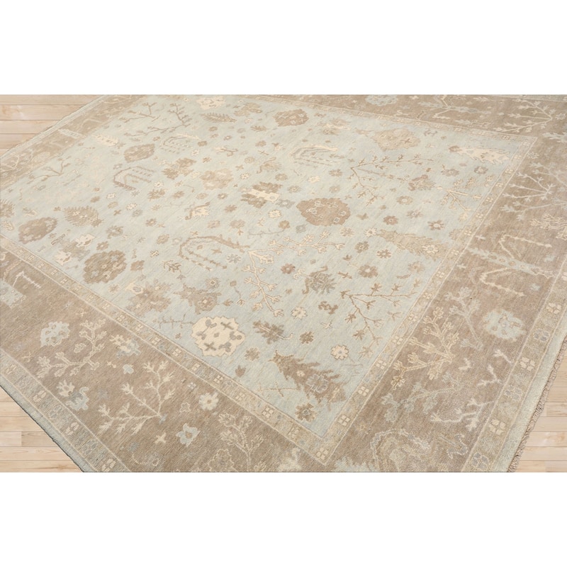 Multi Size Hand Knotted Sage Oushak Wool Area Rug Stone Wash Oriental