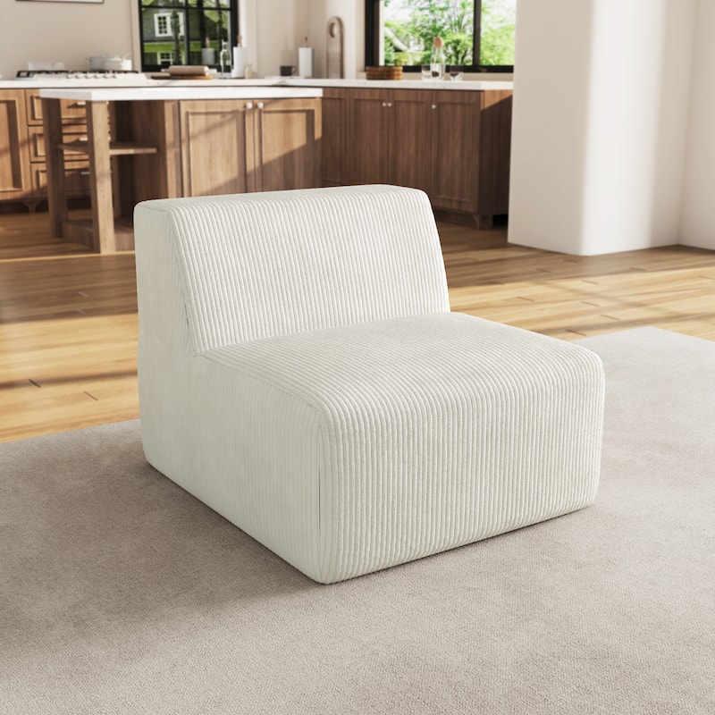 Modern 34" W Upholstered Fully Sponge Molded Armless Accent Chair - Beige