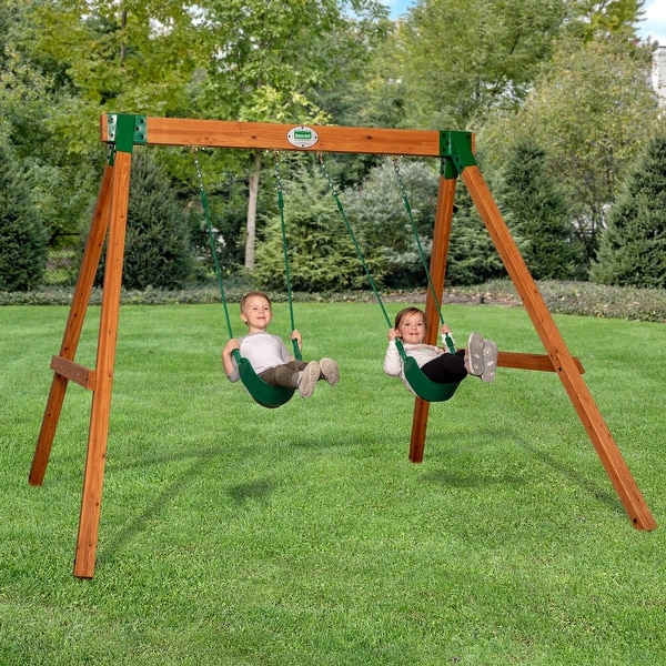 Backyard Discovery Durango Cedar Wood A-Frame Swing Set, Belt