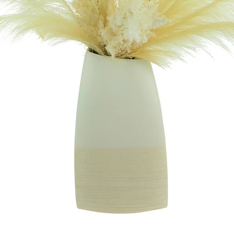 Pampas and Plume Arrangement in a Ceramic Vase - Cream, Beige