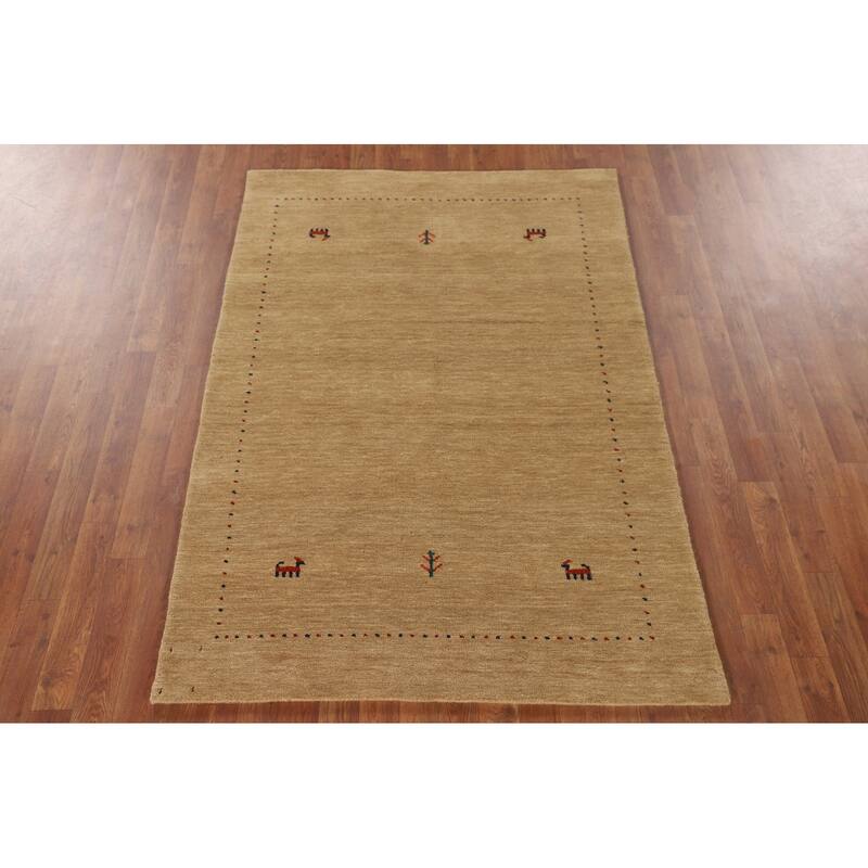 Tribal Gabbeh Area Rug Handmade Oriental Wool Carpet - 3'11"x 5'10"