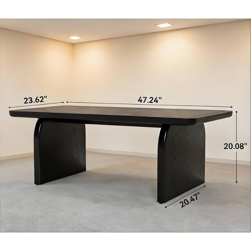 Wooden Dining Table with Storage, Center Table Coffee Table, Home Office Table with Rounded Corner