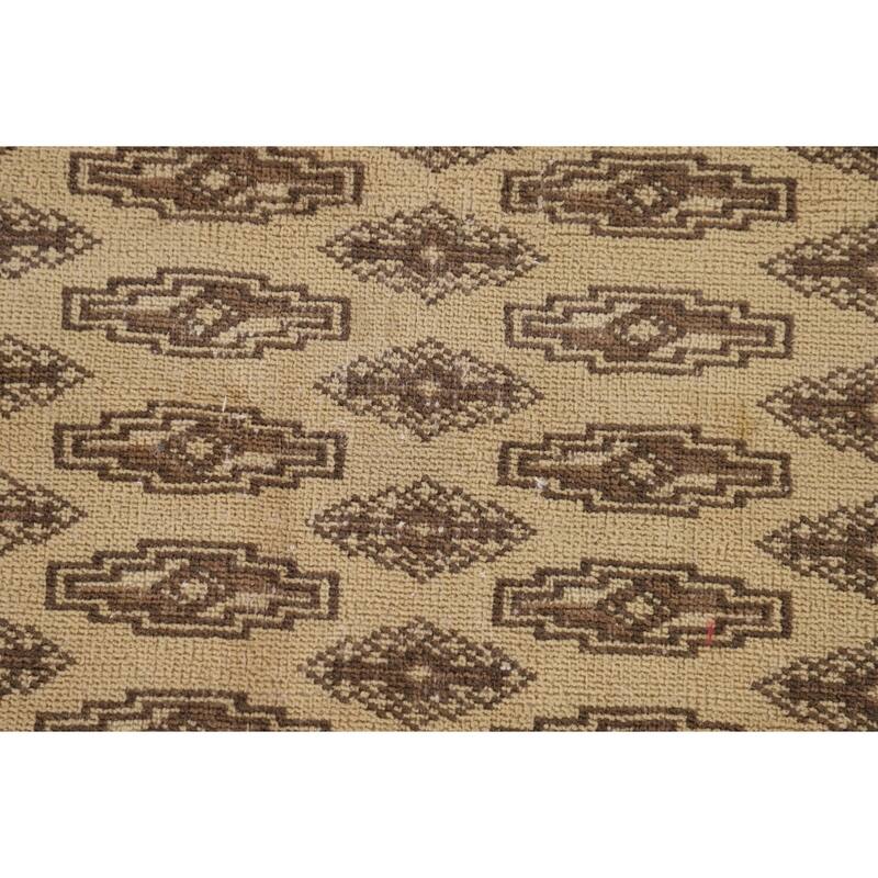 Geometric Turkoman Persian Vintage Area Rug Hand-Knotted Wool Carpet - 6'7"x 9'8"