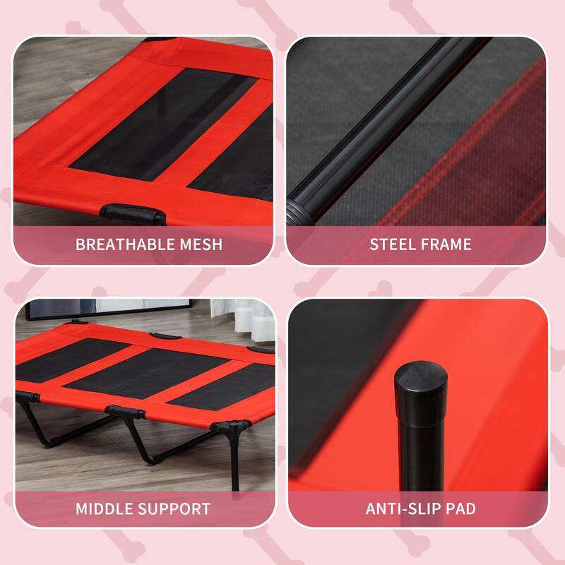 Pawhut Elevated Cooling Mesh Dog Bed Cot - 48" x 36.25" x 9"