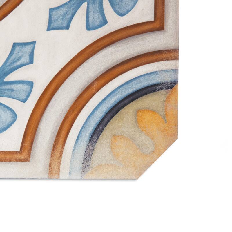 Merola Tile Vaudeville Octagon Deco Diglas with Taco Pink 7-7/8" x 7-7/8" Porcelain Floor and Wall Tile