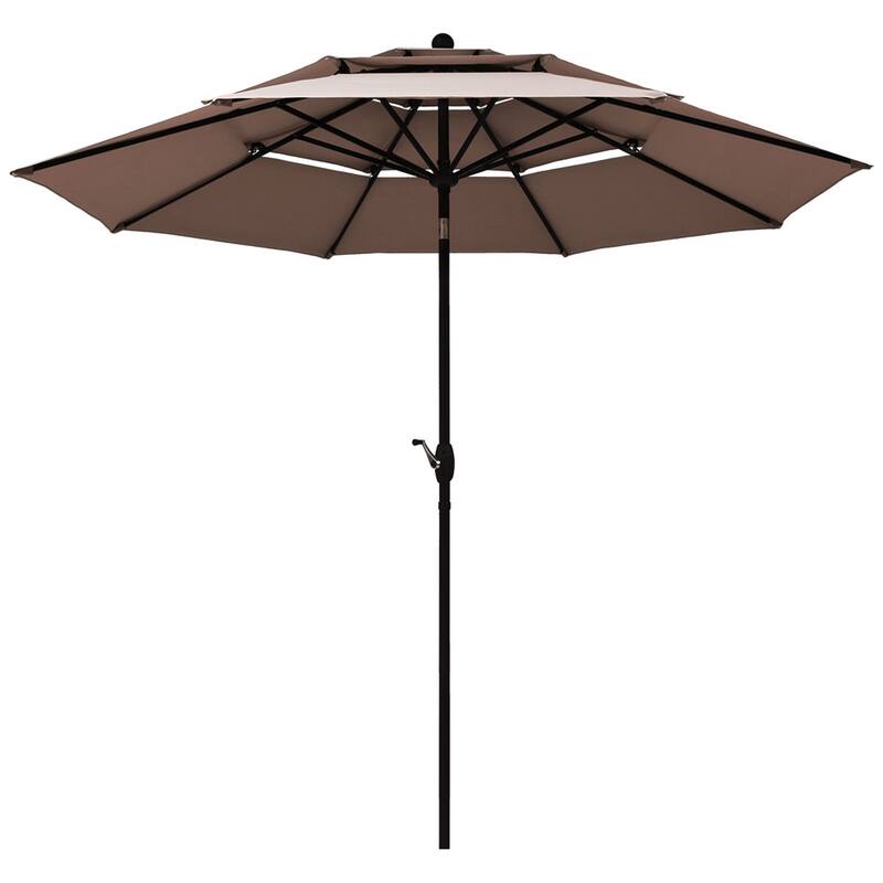 Outdoor Auto-tilt Patio Market Umbrella with Double Vented - Tan