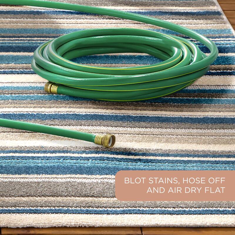 TOWN & COUNTRY EVERYDAY Rio Multicolor Stripe Indoor Outdoor Area Rug, UV Fade Resistant, High-Low Pile