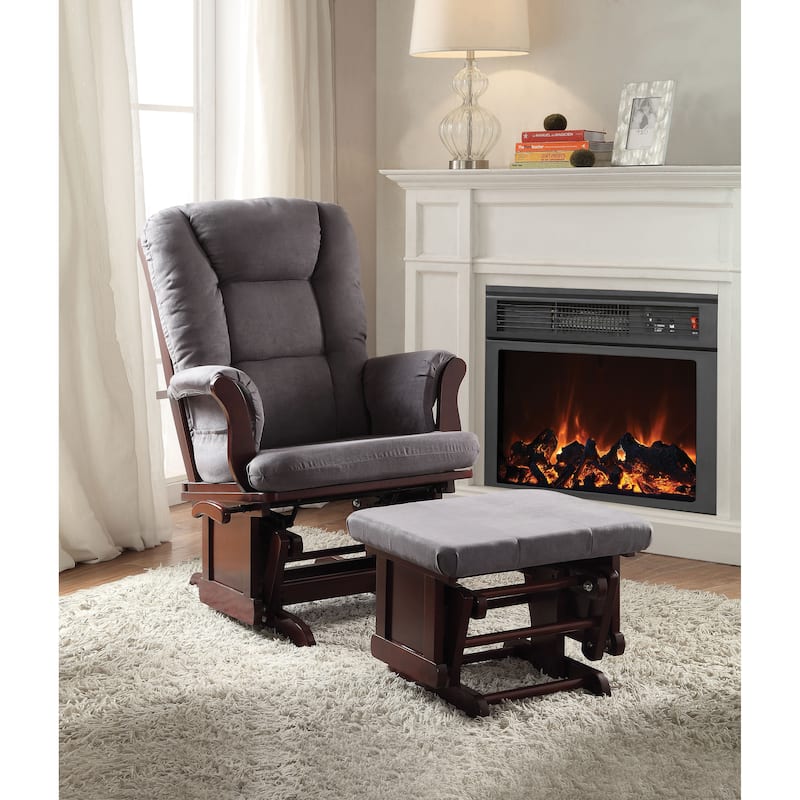 Aeron Grey Microfiber 2-piece Glider Chair and Ottoman Set