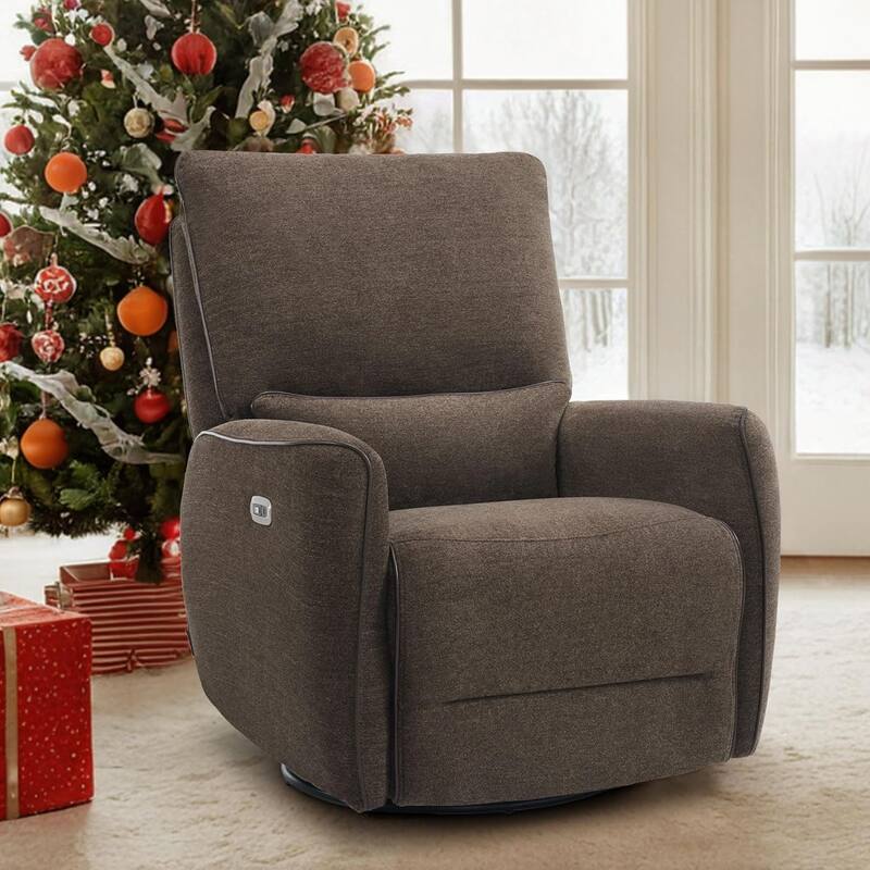 MCombo Power Swivel Glider Recliner Chair with USB Charging Ports for Living Room and Nursery, Fabric 6922