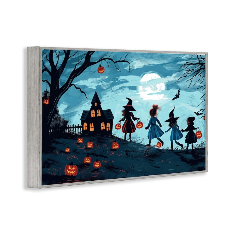 Stupell Witch Trick Or Treaters Framed Giclee Art Design By Wumples