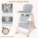 preview thumbnail 10 of 36, Babyjoy Folding High Chair Convertible Height Adjustable Baby Feeding - See Details
