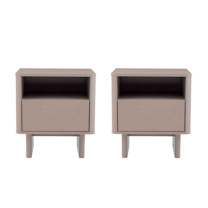 Manhattan Comfort Ella 20" Nightstand (1-Drawer) - Set of 2