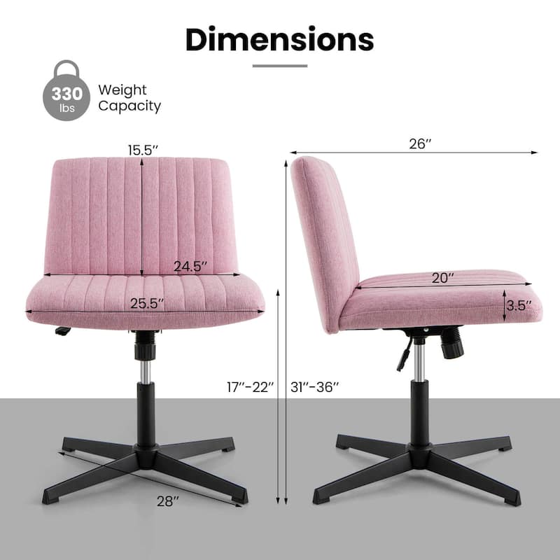 Legged Chair Armless Desk Chair Height Padded Swivel Vanity Chair