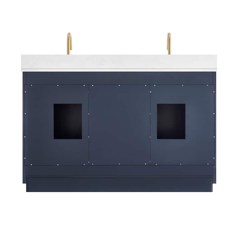 Altair Gavino Bath Vanity with Grain White Composite Stone Top and Mirror