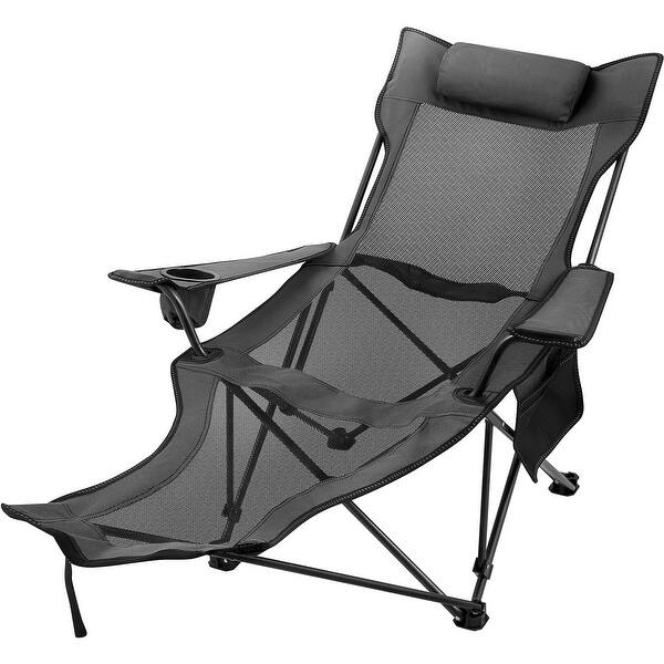 Reclining Folding Camp Chair with Footrest Mesh Lounge Chaise Bed Bath & Beyond 38287122