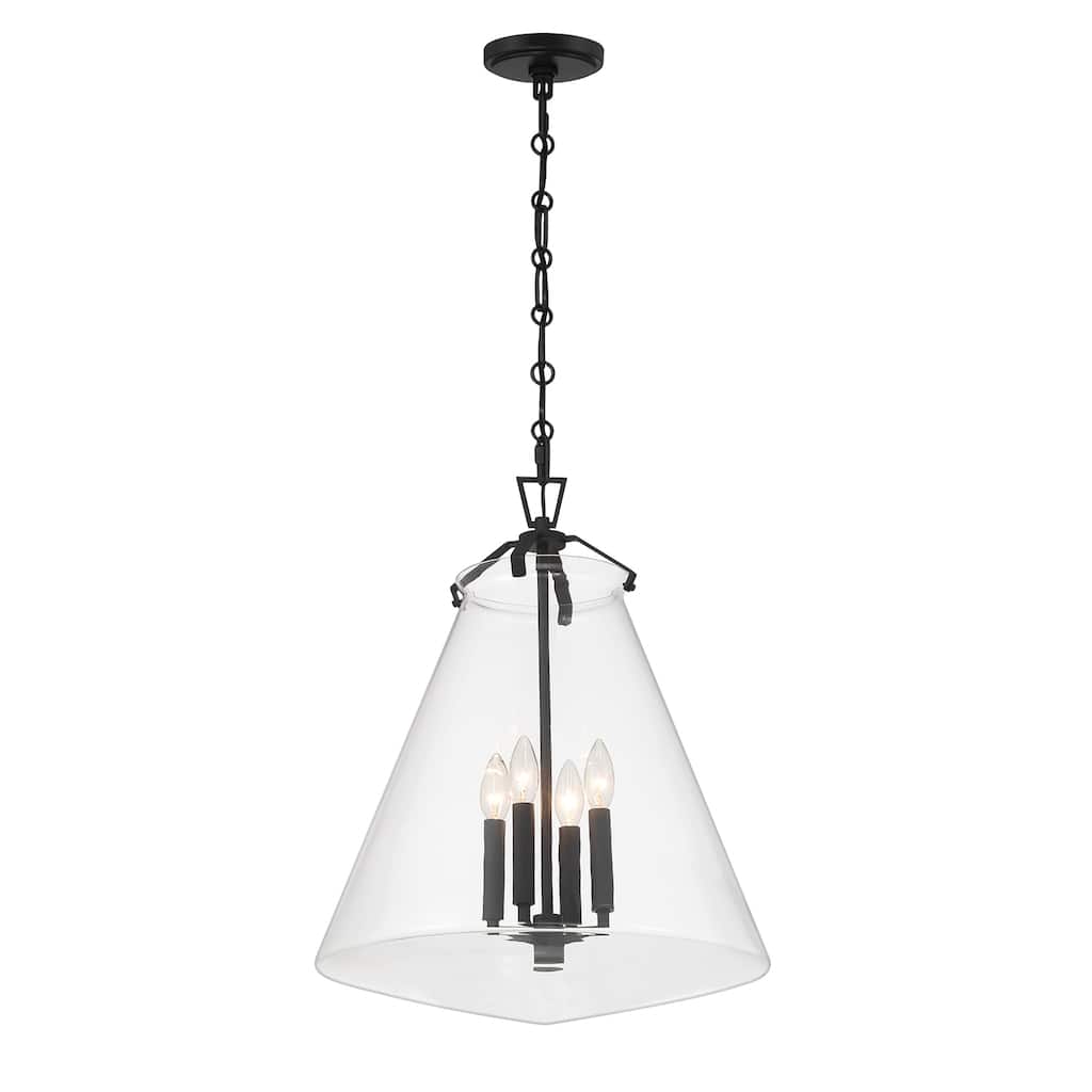 Voss 4 Light Matte Black Pendant - 75