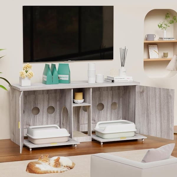 HOE BI Cat Litter Box Enclosure, Cat Litter Box Furniture Hidden, Cat