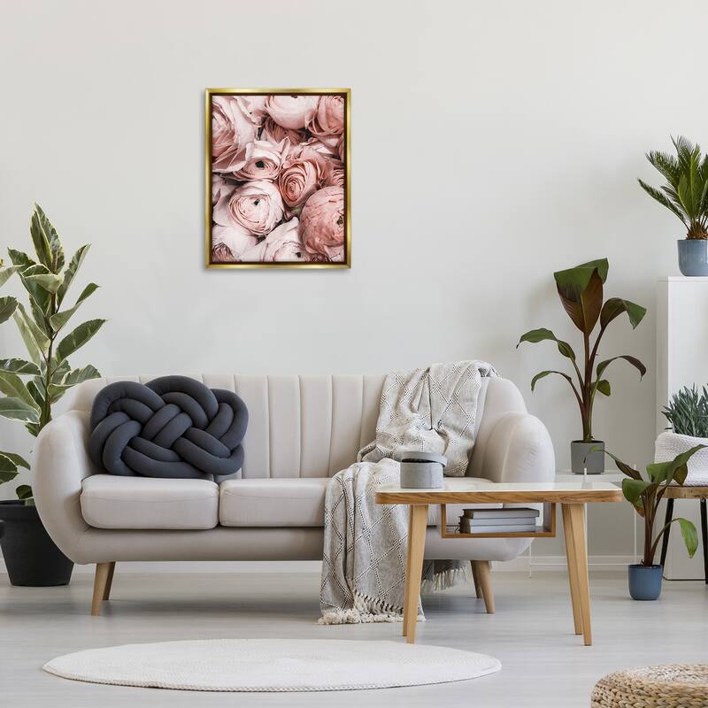 Stupell Pink Muted Peonies Framed Floater Canvas Wall Art Design by Incado