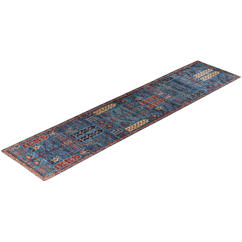 Serapi One-of-a-Kind Hand-Knotted Runner Rug - Light Blue, 2' 9" x 11' 10" - 2' 9" x 11' 10"