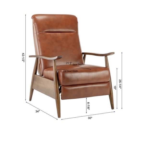 dimension image slide 0 of 4, Sienna Upholstered Wood Push Back Recliner by Greyson Living