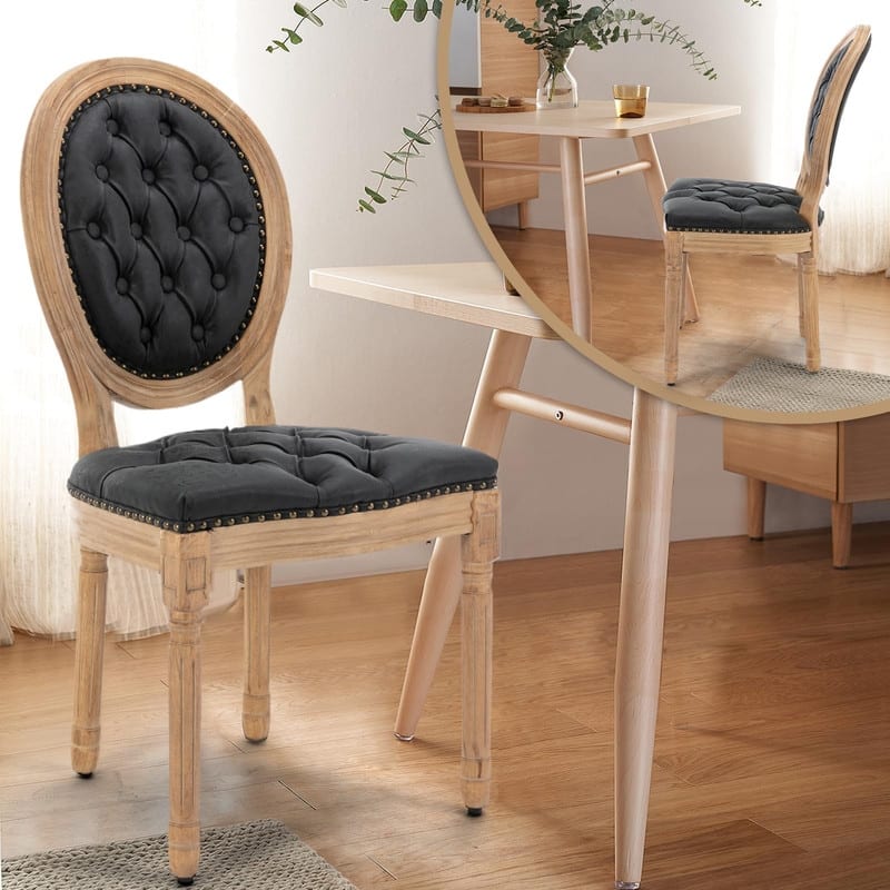 Upholstered French Style Nailhead Dining Chairs(Set of 4)