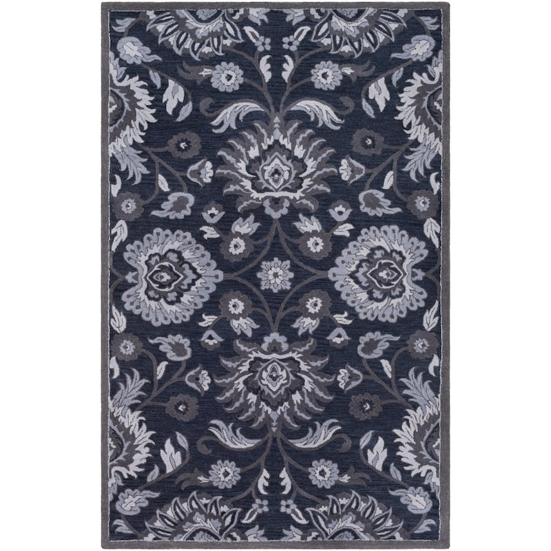 Patchway Handmade Classic Floral Wool Area Rug - Navy - 12' x 15'