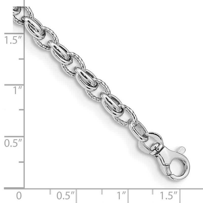 Curata 14k White Gold Polished Fancy Link Bracelet 7.5 Inch