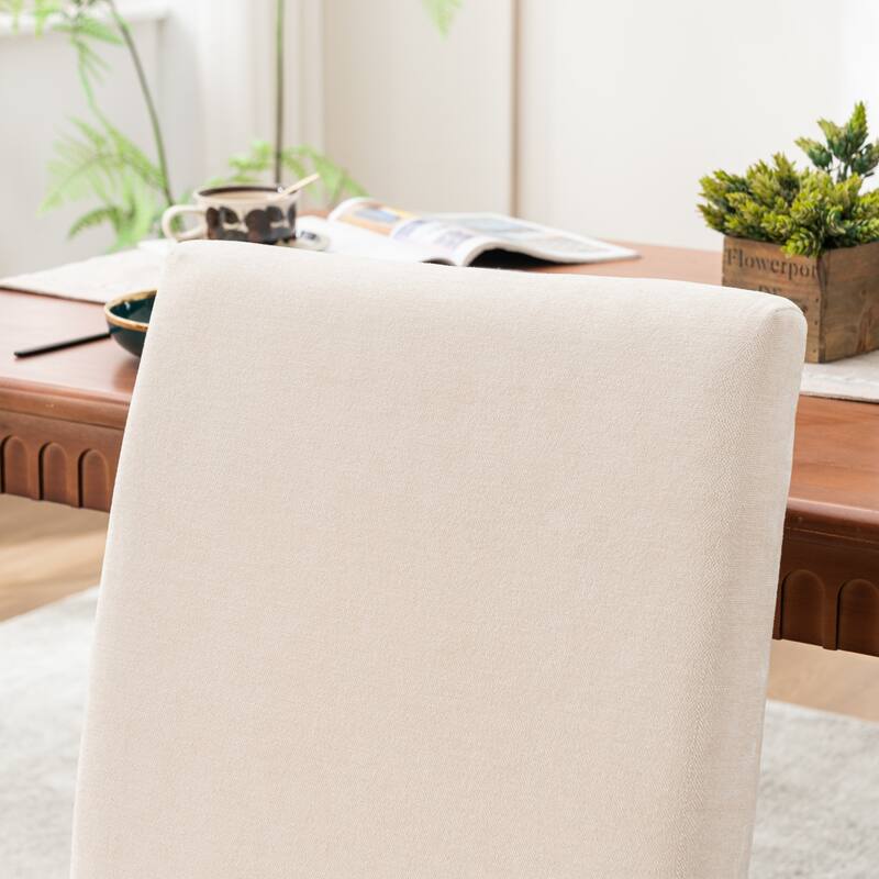 Upholstered Modern Dining Chairs, Linen Fabric Side Chairs Set of 2