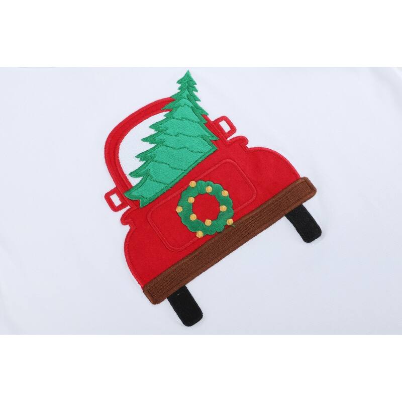 White Christmas Tree Truck Shirt and Red Pants Set