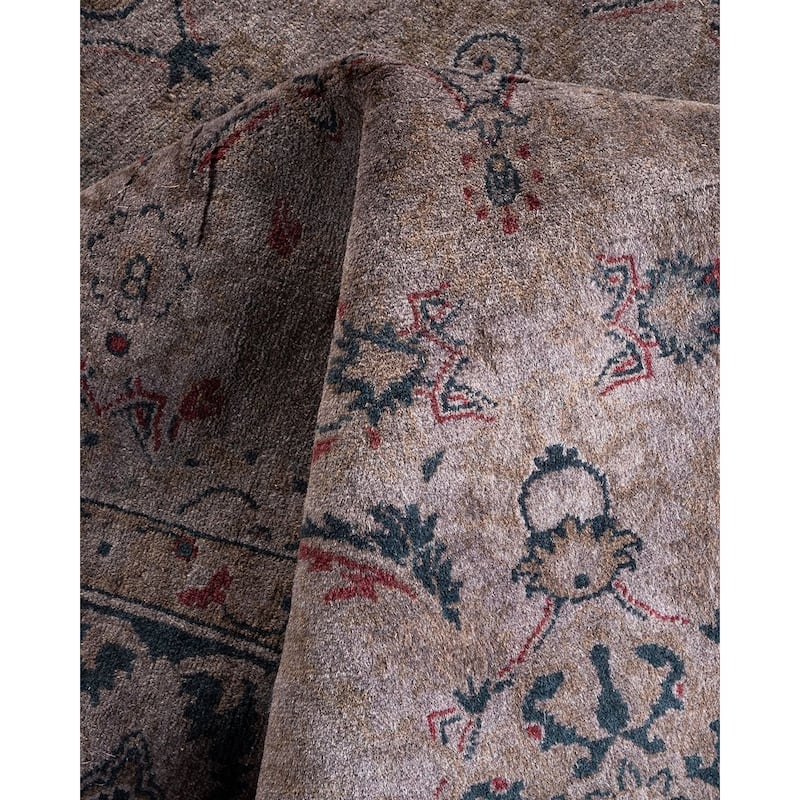 Overton Hand Knotted Wool Vintage Inspired Modern Contemporary Overdyed Gray Area Rug - 4' 4" x 6' 1"