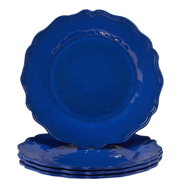 Certified International Blue Indigo Crackle Melamine 11" Dinner Plates, Set of 4 - 11" Diameter x 1"