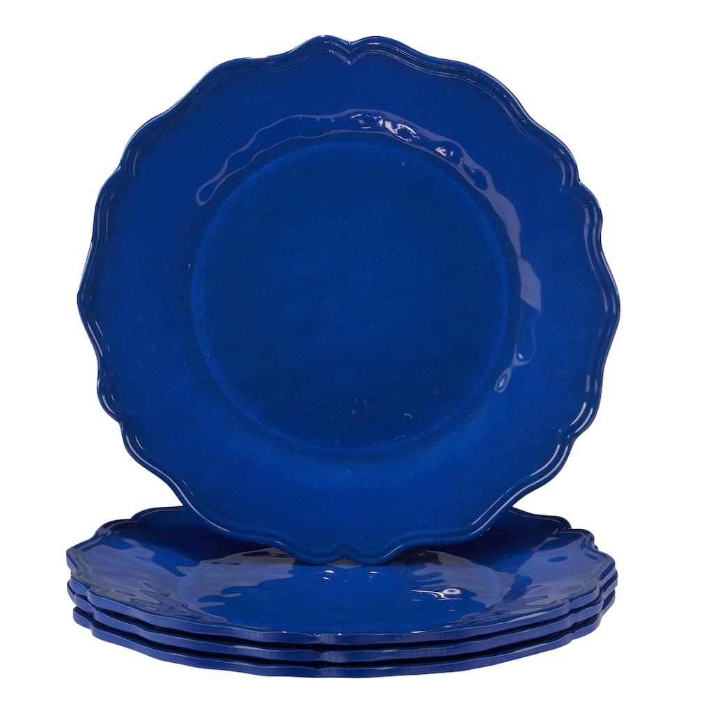 Certified International Blue Indigo Crackle Melamine 11" Dinner Plates, Set of 4 - 11" Diameter x 1"