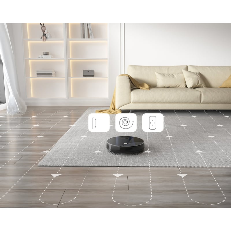 Anmytek Ultra-Thin Smart Robot Vacuum Cleaner 1800Pa Strong Suction Self-Charging Wi-Fi App Control 100min Runtime