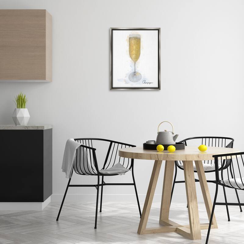 Stupell Champagne Glass Shimmer Framed Floater Canvas Wall Art Design By Matthew Piotrowicz