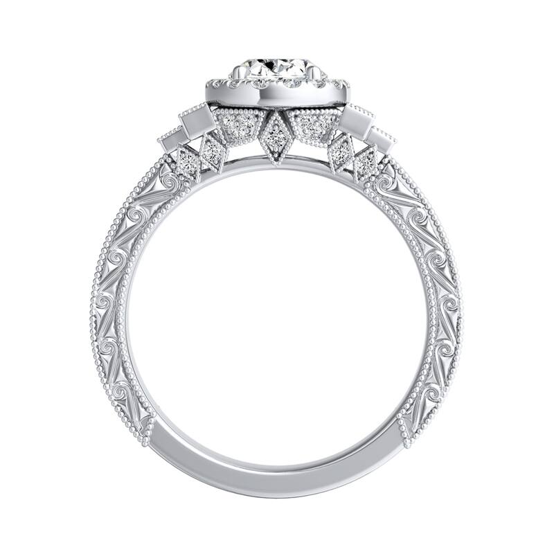 Auriya 18k Gold Vintage Art Deco Oval-cut Halo Diamond Ring 1 3/8cttw