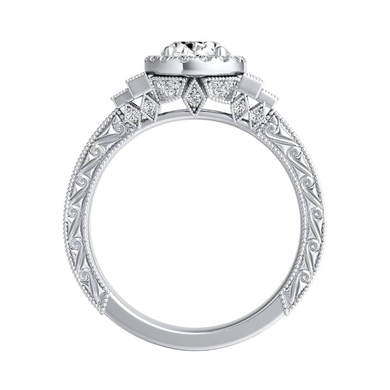 Auriya 18k Gold 1 9/10ctw Vintage Art Deco Oval-cut Halo Diamond Ring