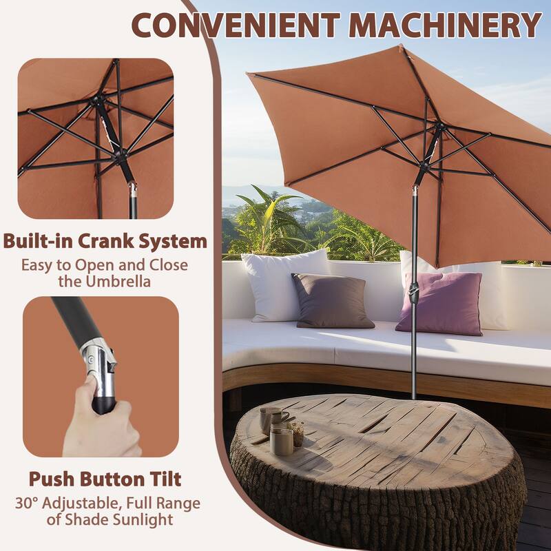 Ainfox 9FT Outdoor Patio Umbrella with Base Tilt System