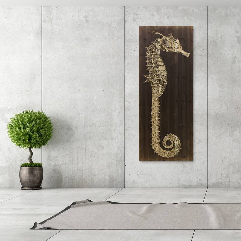 "Seahorse A" Arte de Legno Digital Print on Solid Wood Wall Art