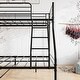 preview thumbnail 5 of 8, Modern Twin over Full Metal Bunk Bed with Guardrail and Ladder, Black