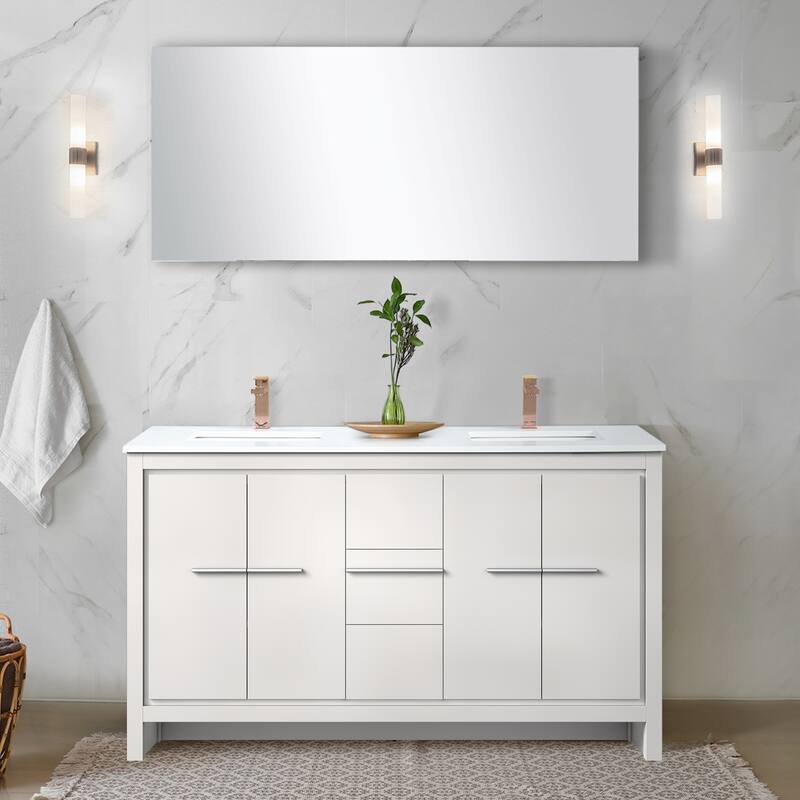 Lafarre Bath Vanity Quartz Top, Sink and Rose Gold Faucet