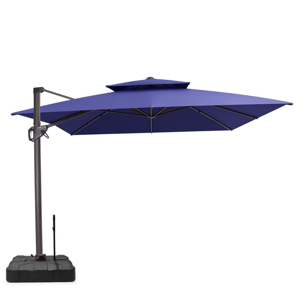 VredHom Patio Outdoor 9 x 11 FT Double Top Aluminum Cantilever-Offset Umbrella with Rod Wheel Base