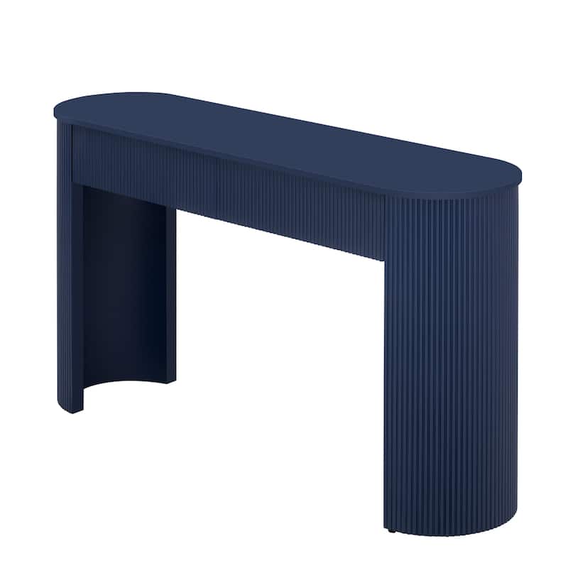 Model Entryway Console Table with Fluted Design,Oval Top and 2 Drawers