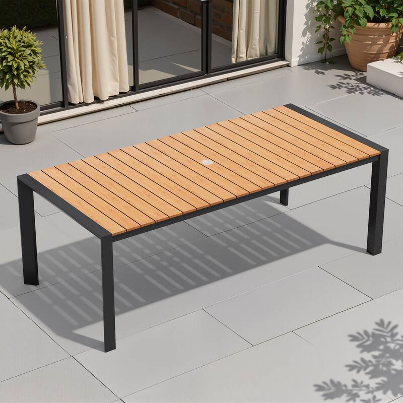 VredHom Premium Outdoor Patio Aluminum Dining Table with Umbrella Hole