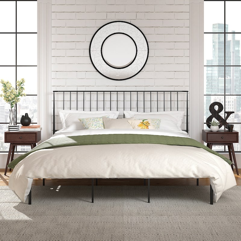 Bliss Metal Platform Bed with Curved Metal Headboard by iQ Modern
