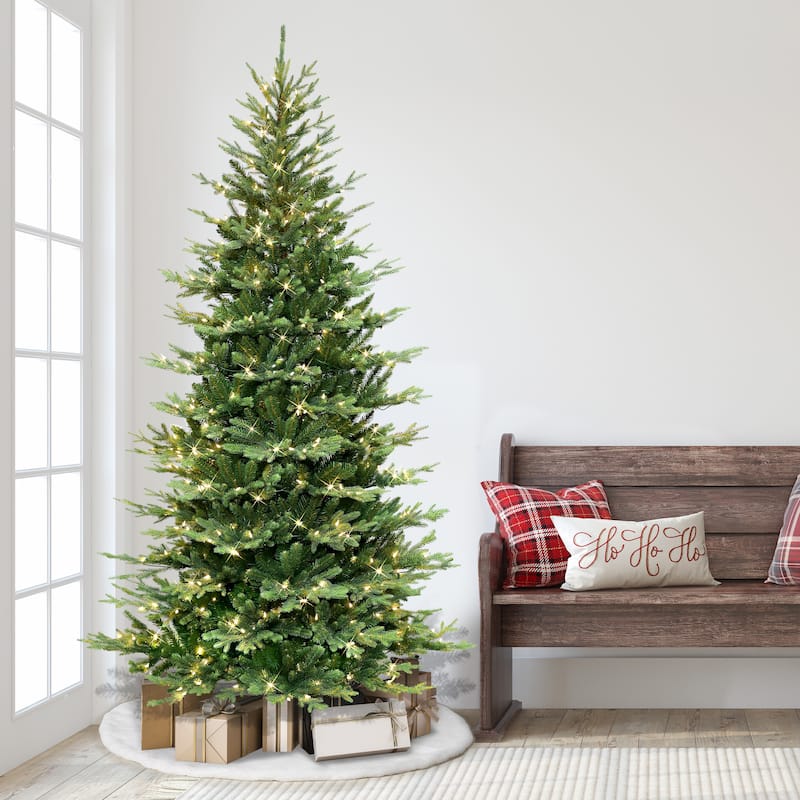 Puleo International 7.5 ft. Pre-lit Slim Balsam Fir Tree