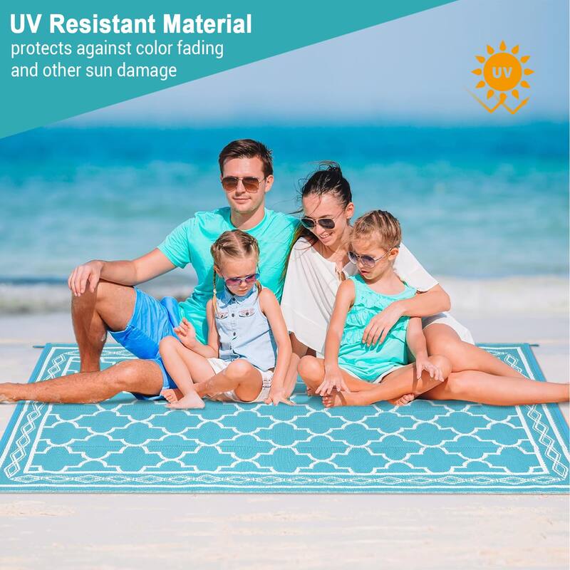 Outdoor Rug Waterproof Reversible Rug Outside Plastic Carpet, Stain & UV Resistant Portable RV Rug