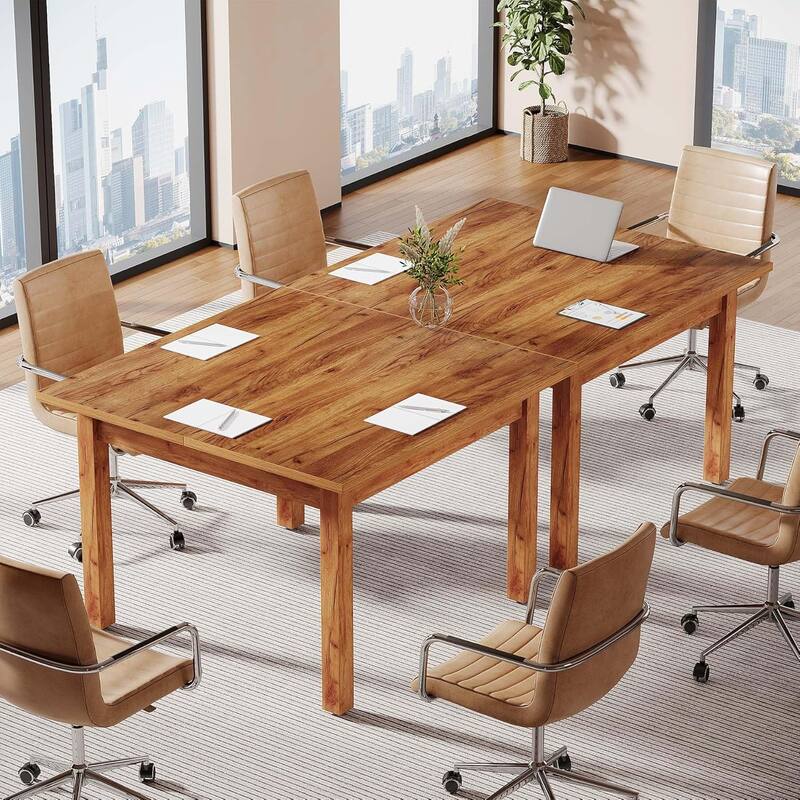 Modern Minimalist Wood 4-Person Square Conference Table/Desk for Meeting Room Seminar Room Boardroom
