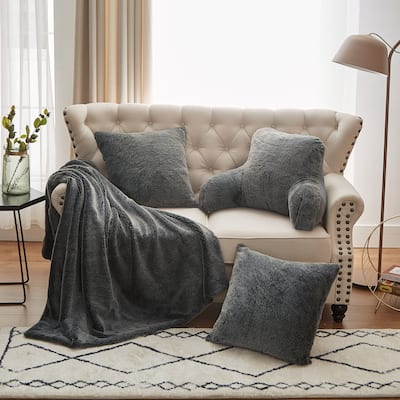 Serenta Tip Dye Light 4-piece FauxFur Throw Pillow Set
